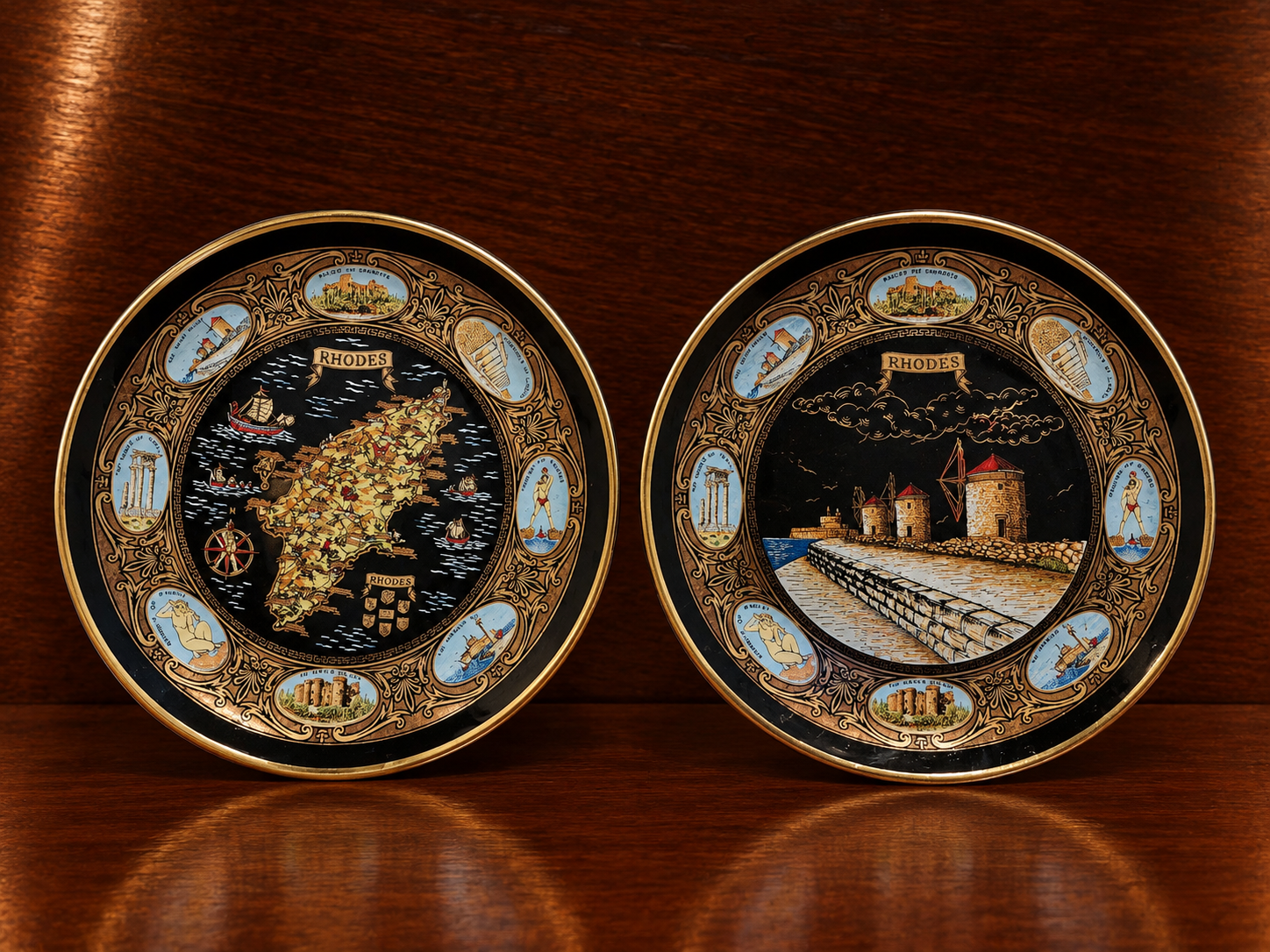 Decorative plates- 24k Gold, Rhodes stamped.