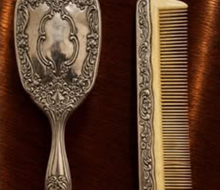 Ornate Silver-Plate Vanity Set